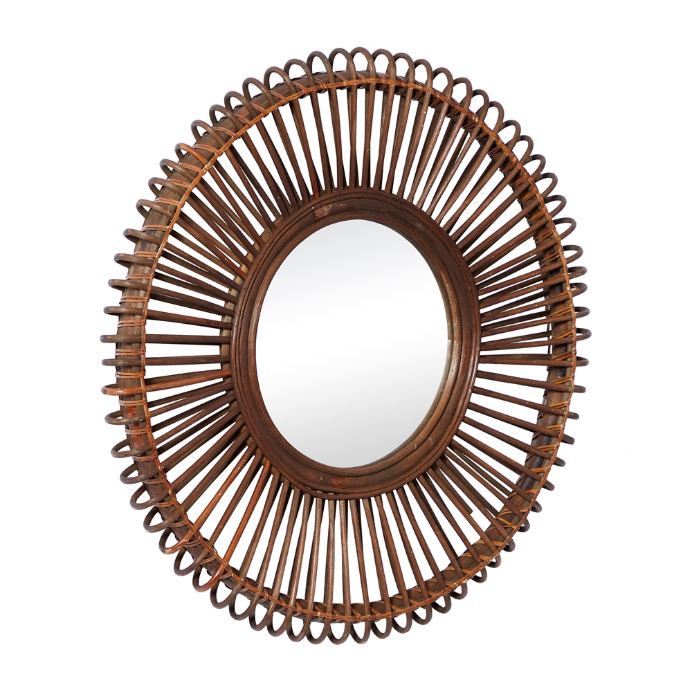Grayson Lane 30-in X 30-in Round Brown Boho Framed Wall Mirror 4 Grayson Lane 30-in X 30-in Round Brown Boho Framed Wall Mirror - Image 4