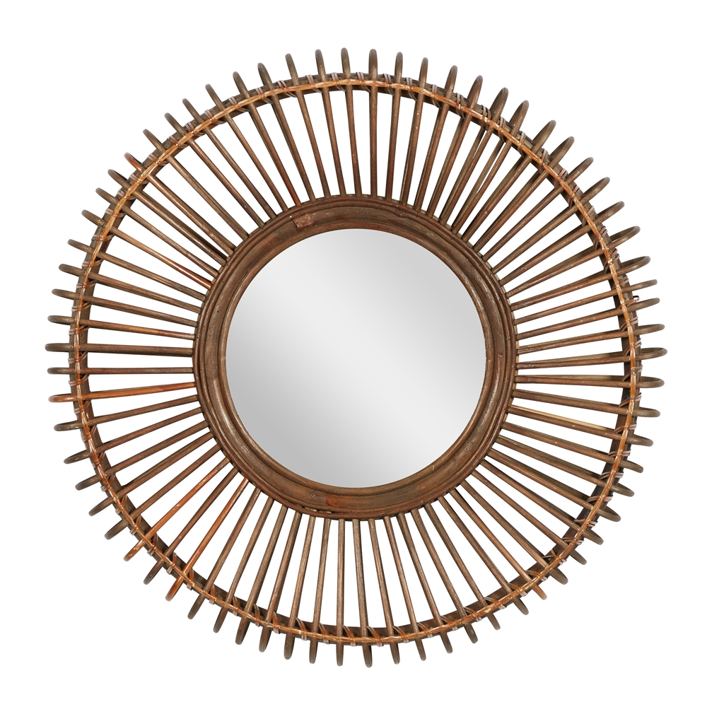 Grayson Lane 30-in X 30-in Round Brown Boho Framed Wall Mirror 6 Grayson Lane 30-in X 30-in Round Brown Boho Framed Wall Mirror - Image 6