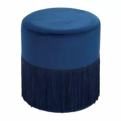 Grayson Lane Rustic Blue Polyester/Wood Round Ottoman -GRAYSON LANE SHOP 330940925 AlternateImage5