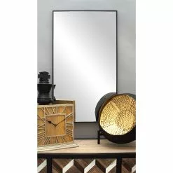 Grayson Lane 32-in X 18-in Rectangle Black Contemporary Framed Wall Mirror