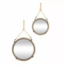 Grayson Lane 27-in And 16-in Round Brown Rustic Framed Wall Mirror - Set Of 2 -GRAYSON LANE SHOP 330940944 MainImage 001