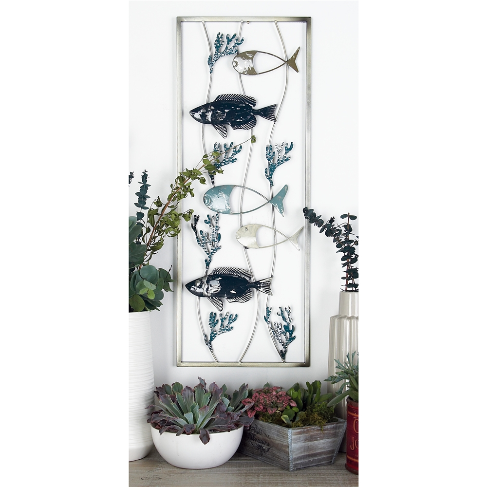 Grayson Lane 11-in X 29-in Blue Metal Coastal Fish Wall Decor - Set Of 2 4 Grayson Lane 11-in X 29-in Blue Metal Coastal Fish Wall Decor - Set Of 2 - Image 4