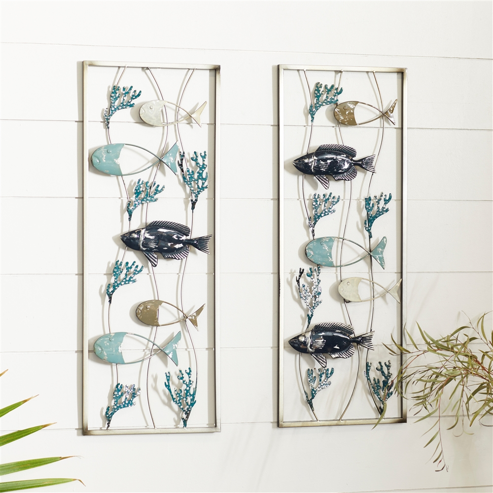 Grayson Lane 11-in X 29-in Blue Metal Coastal Fish Wall Decor - Set Of 2 6 Grayson Lane 11-in X 29-in Blue Metal Coastal Fish Wall Decor - Set Of 2 - Image 6