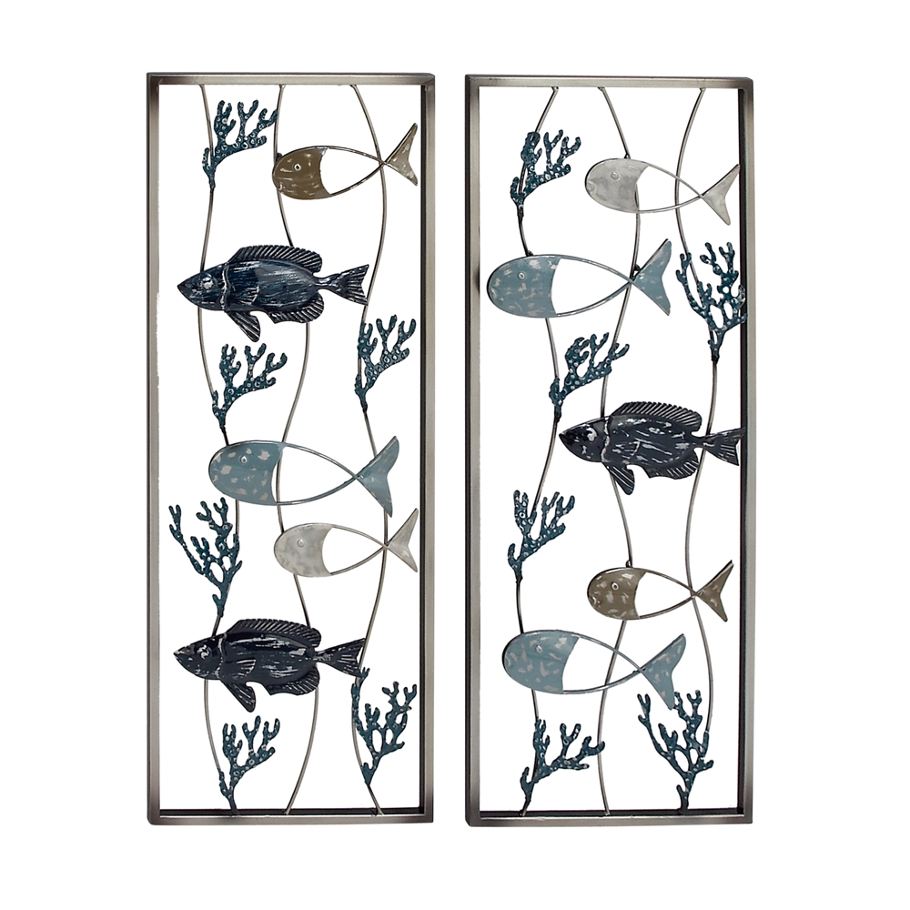 Grayson Lane 11-in X 29-in Blue Metal Coastal Fish Wall Decor - Set Of 2 2 Grayson Lane 11-in X 29-in Blue Metal Coastal Fish Wall Decor - Set Of 2 - Image 2