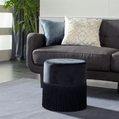 Grayson Lane Rustic Blue Wood And Fabric Round Ottoman 7 Grayson Lane Rustic Blue Wood And Fabric Round Ottoman -GRAYSON LANE SHOP 330940963 AlternateImage1