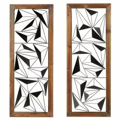 Grayson Lane 15-in X 39-in Black Metal Contemporary Abstract Wall Decor - Set Of 2