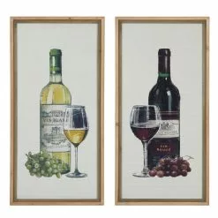 Grayson Lane 20-in X 40-in Brown Wood Framed Farmhouse Wine Wall Art - Set Of 2