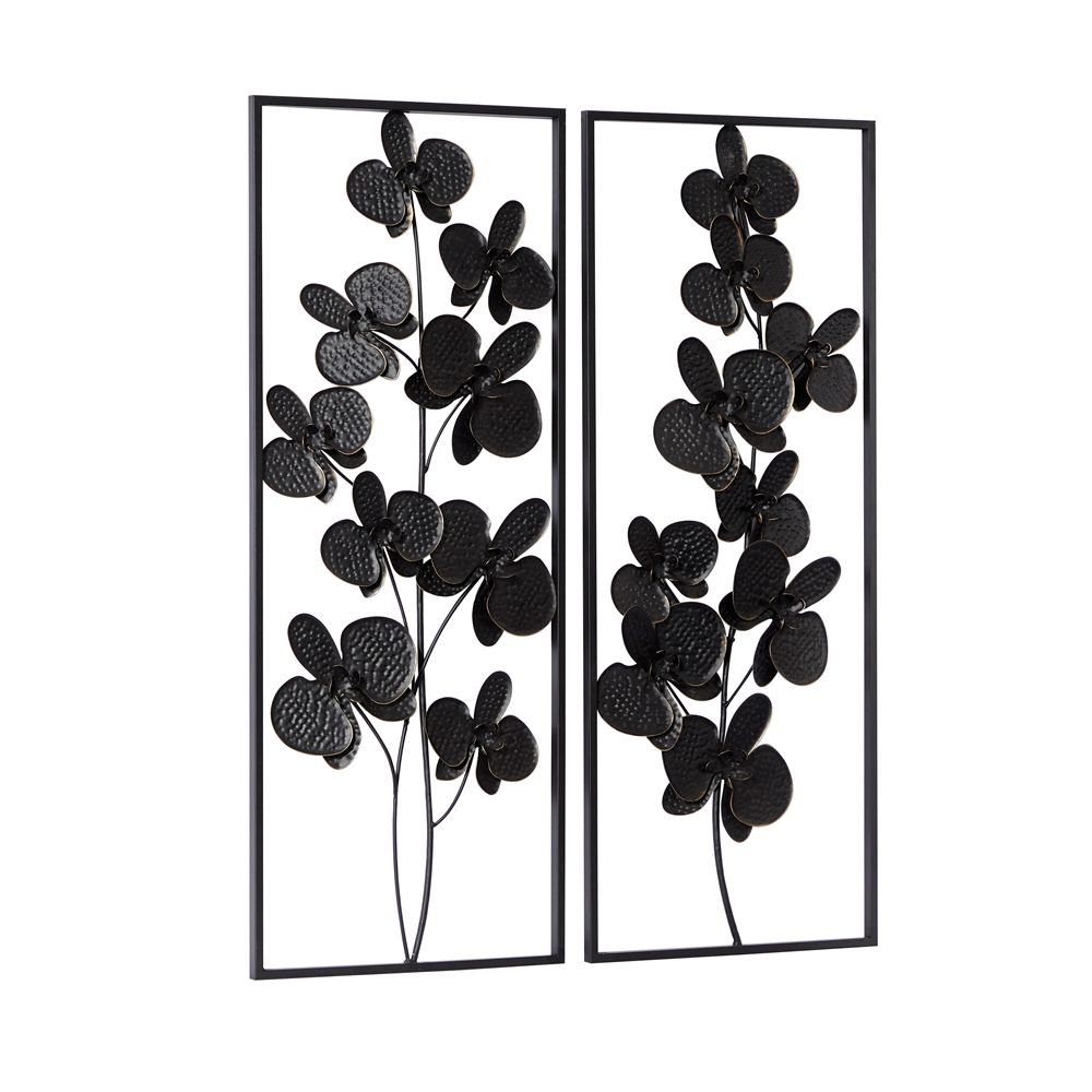 Grayson Lane 14-in X 36-in Black Metal Contemporary Wall Decor - Set Of 2 2 Grayson Lane 14-in X 36-in Black Metal Contemporary Wall Decor - Set Of 2 - Image 2
