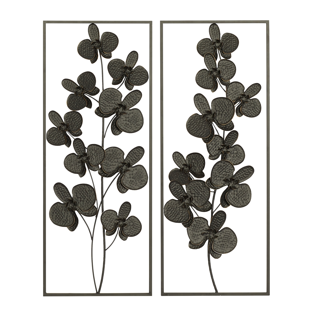Grayson Lane 14-in X 36-in Black Metal Contemporary Wall Decor - Set Of 2 1 Grayson Lane 14-in X 36-in Black Metal Contemporary Wall Decor - Set Of 2