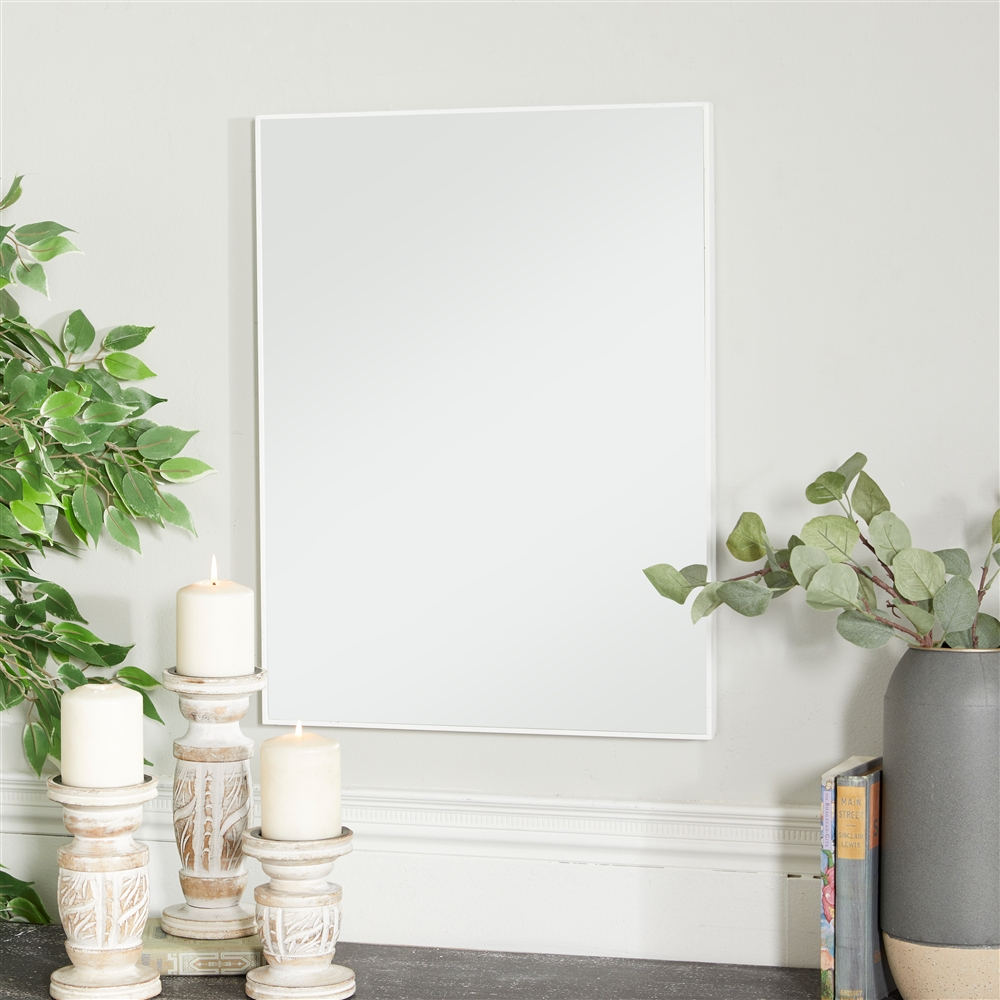 Grayson Lane 24-in X 18-in Rectangle White Contemporary Framed Wall Mirror 3 Grayson Lane 24-in X 18-in Rectangle White Contemporary Framed Wall Mirror - Image 3