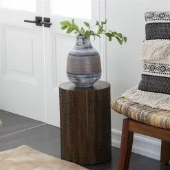 Grayson Lane Modern Brown Teak Wood Round Ottoman -GRAYSON LANE SHOP 330941026 AlternateImage1