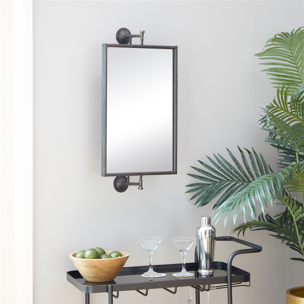 Grayson Lane 28-in X 14-in Rectangle Black Industrial Framed Wall Mirror 6 Grayson Lane 28-in X 14-in Rectangle Black Industrial Framed Wall Mirror - Image 6