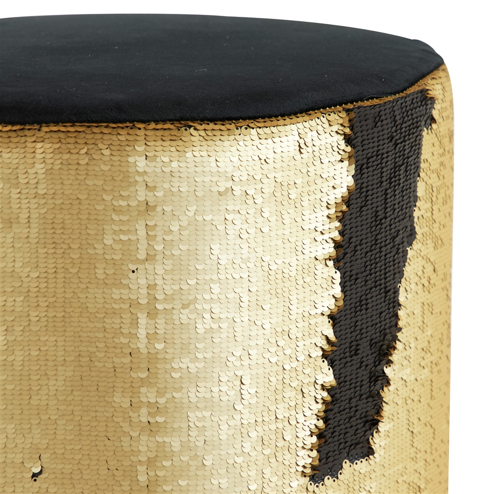 Grayson Lane Modern Gold Fabric And Wood Round Ottoman 4 Grayson Lane Modern Gold Fabric And Wood Round Ottoman - Image 4