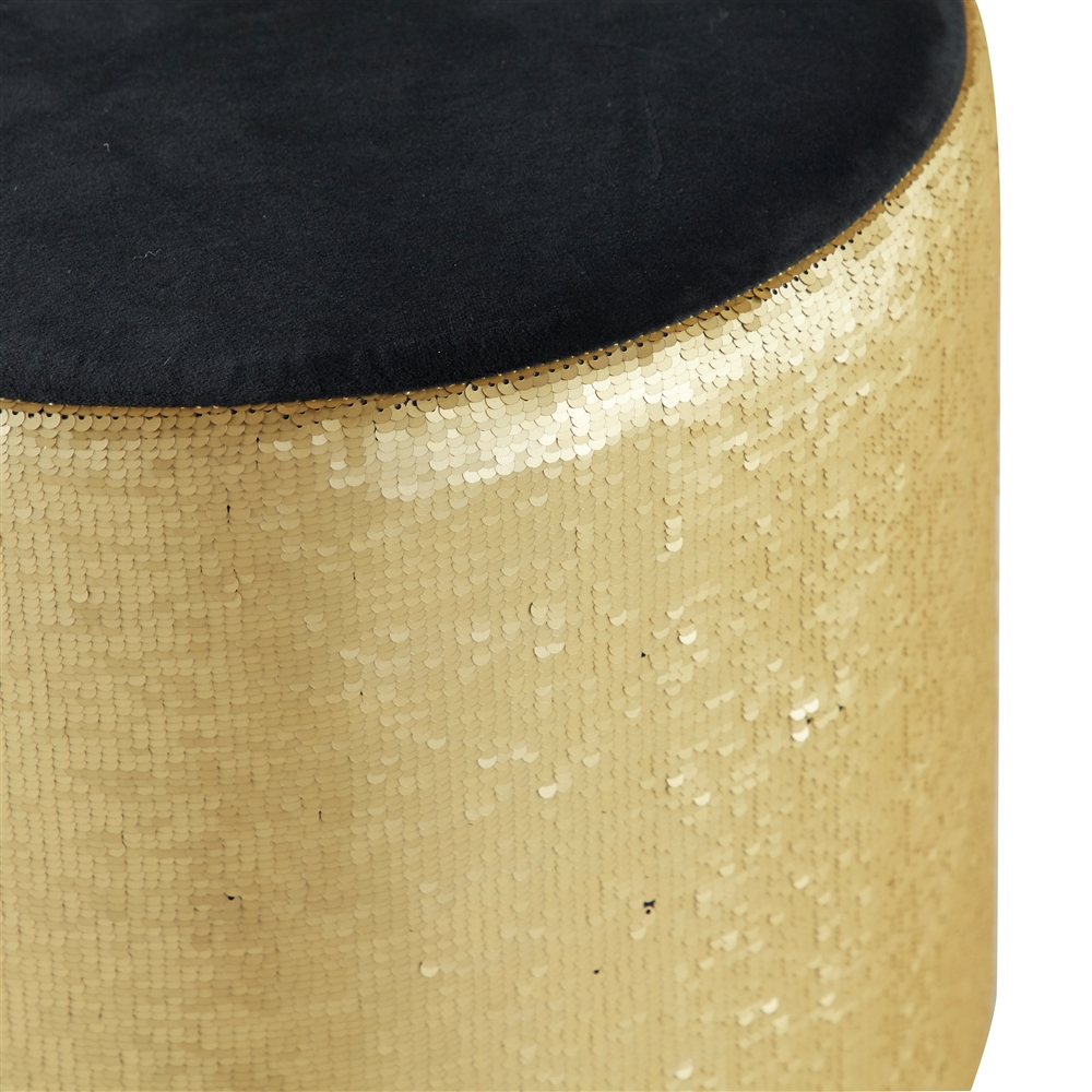 Grayson Lane Modern Gold Fabric And Wood Round Ottoman 3 Grayson Lane Modern Gold Fabric And Wood Round Ottoman - Image 3