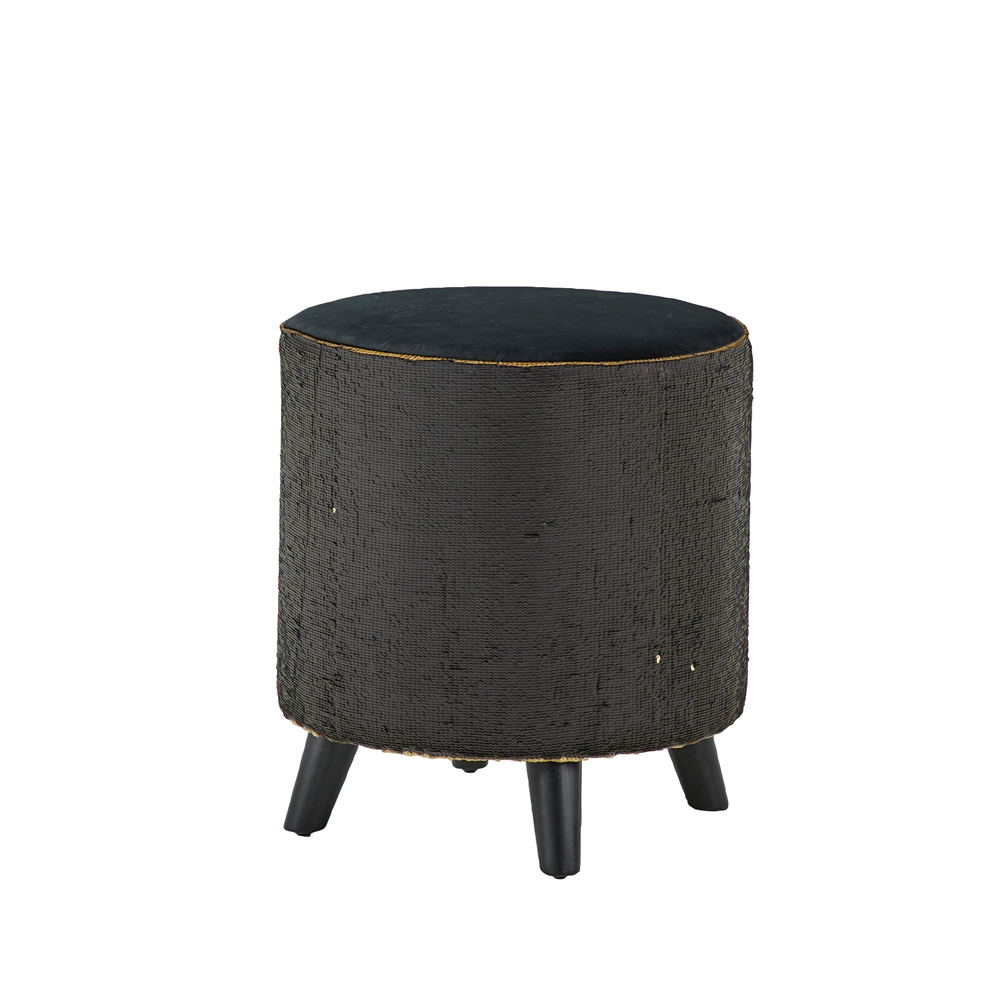 Grayson Lane Modern Gold Fabric And Wood Round Ottoman 5 Grayson Lane Modern Gold Fabric And Wood Round Ottoman - Image 5