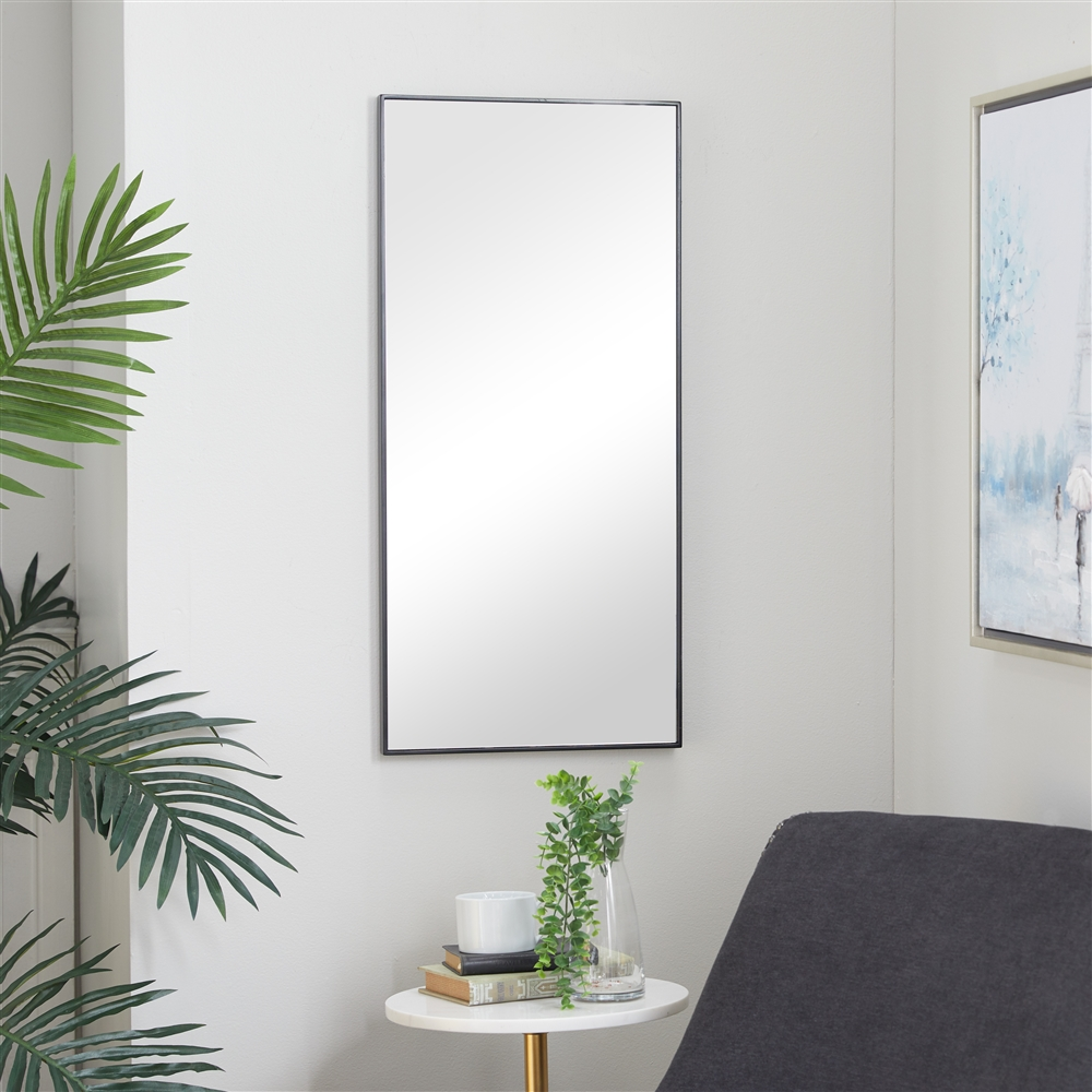 Grayson Lane 30-in X 14-in Rectangle Black Contemporary Framed Wall Mirror 1 Grayson Lane 30-in X 14-in Rectangle Black Contemporary Framed Wall Mirror