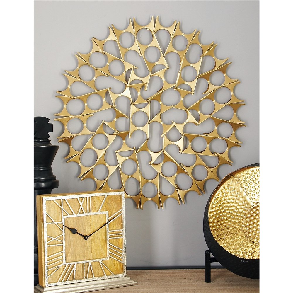 Grayson Lane 15-in X 19-in X 23-in Gold Tin Modern Wall Decor - Set Of 3 4 Grayson Lane 15-in X 19-in X 23-in Gold Tin Modern Wall Decor - Set Of 3 - Image 4