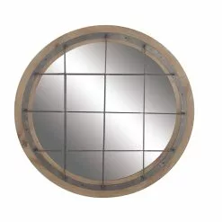 Grayson Lane 31-in X 31-in Round Blue Industrial Framed Wall Mirror