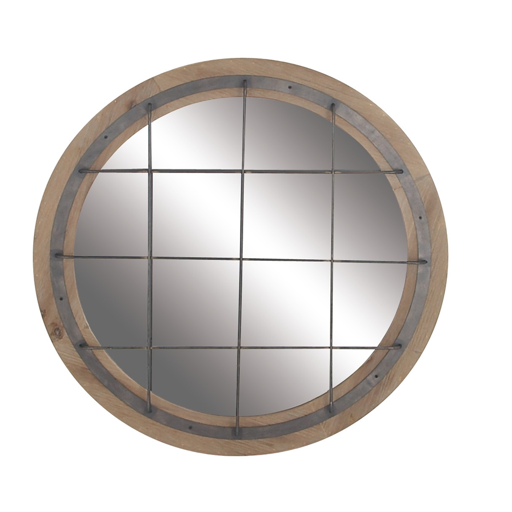 Grayson Lane 31-in X 31-in Round Blue Industrial Framed Wall Mirror 1 Grayson Lane 31-in X 31-in Round Blue Industrial Framed Wall Mirror