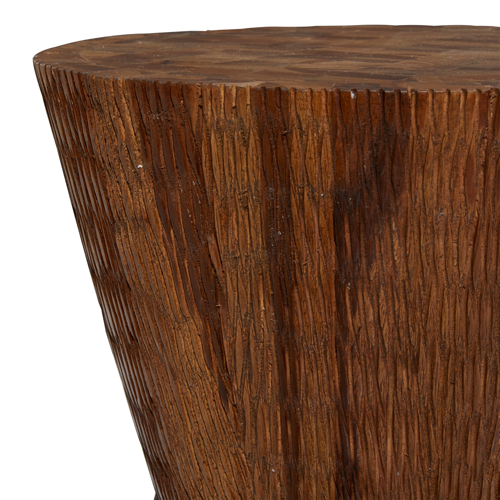 Grayson Lane Contemporary Brown Teak Wood Round Ottoman 4 Grayson Lane Contemporary Brown Teak Wood Round Ottoman - Image 4