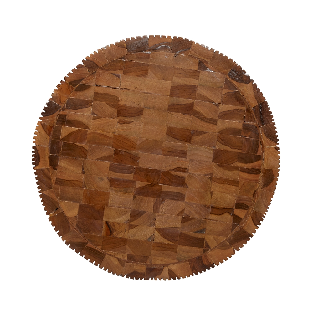Grayson Lane Contemporary Brown Teak Wood Round Ottoman 1 Grayson Lane Contemporary Brown Teak Wood Round Ottoman