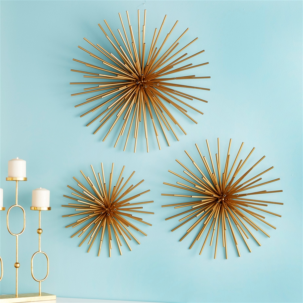 Grayson Lane 16-in X 20-in X 24-in Gold Metal Contemporary Wall Decor - Set Of 3 2 Grayson Lane 16-in X 20-in X 24-in Gold Metal Contemporary Wall Decor - Set Of 3 - Image 2