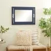 Grayson Lane 31-in X 23-in Rectangle Blue Contemporary Framed Wall Mirror