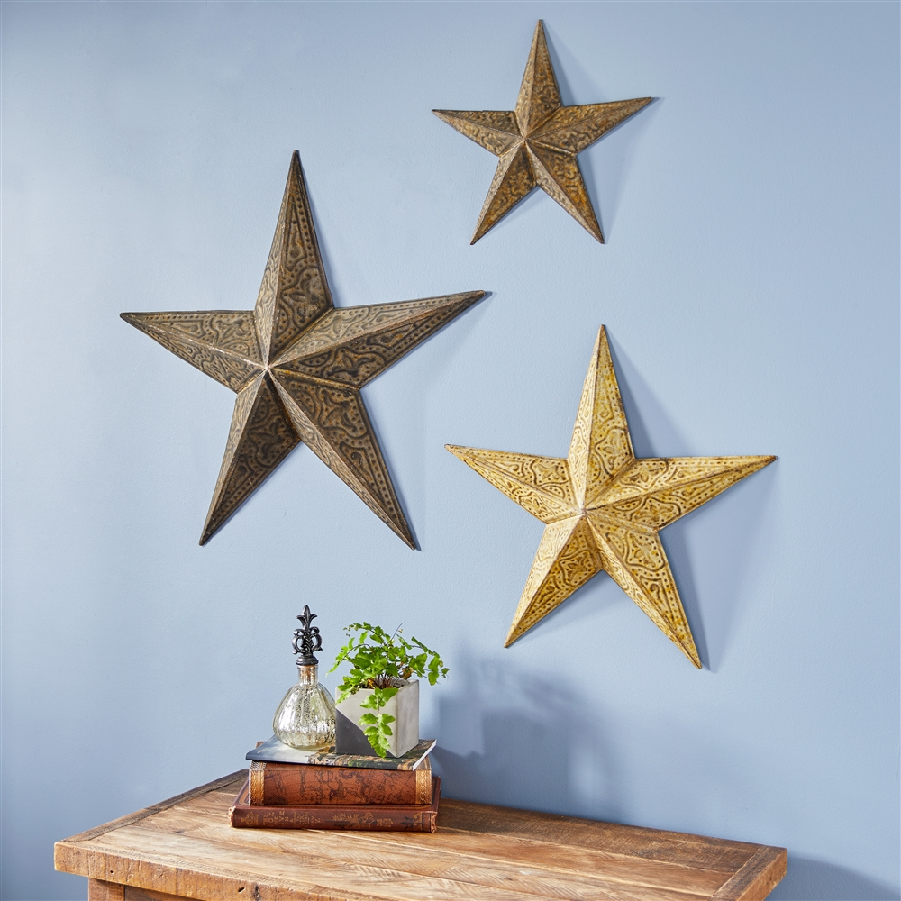 Grayson Lane 24-in H X 24-in W Rustic Metal Brown Stars Wall Accent - Set Of 3 1 Grayson Lane 24-in H X 24-in W Rustic Metal Brown Stars Wall Accent - Set Of 3