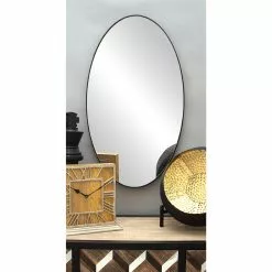 Grayson Lane 31-in L X 18-in W Oval Black Framed Wall Mirror