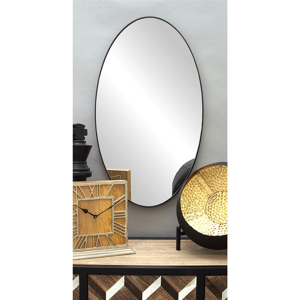Grayson Lane 31-in L X 18-in W Oval Black Framed Wall Mirror 1 Grayson Lane 31-in L X 18-in W Oval Black Framed Wall Mirror