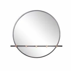 Grayson Lane 24-in L X 26-in W Round Silver Framed Wall Mirror