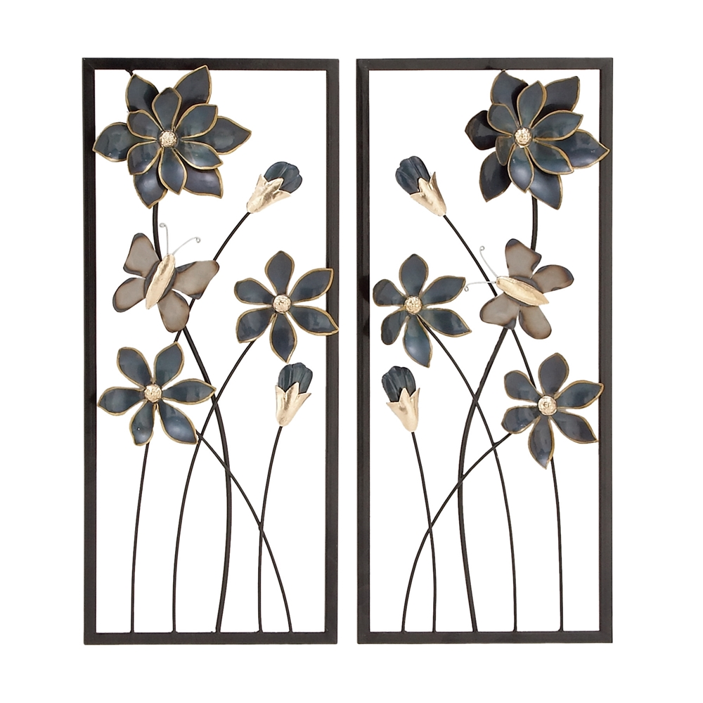 Grayson Lane 28-in H X 12-in W Traditional Floral Metal Wall Accent - Set Of 2 4 Grayson Lane 28-in H X 12-in W Traditional Floral Metal Wall Accent - Set Of 2 - Image 4