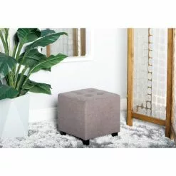Grayson Lane Modern Grey Polyester Square Ottoman