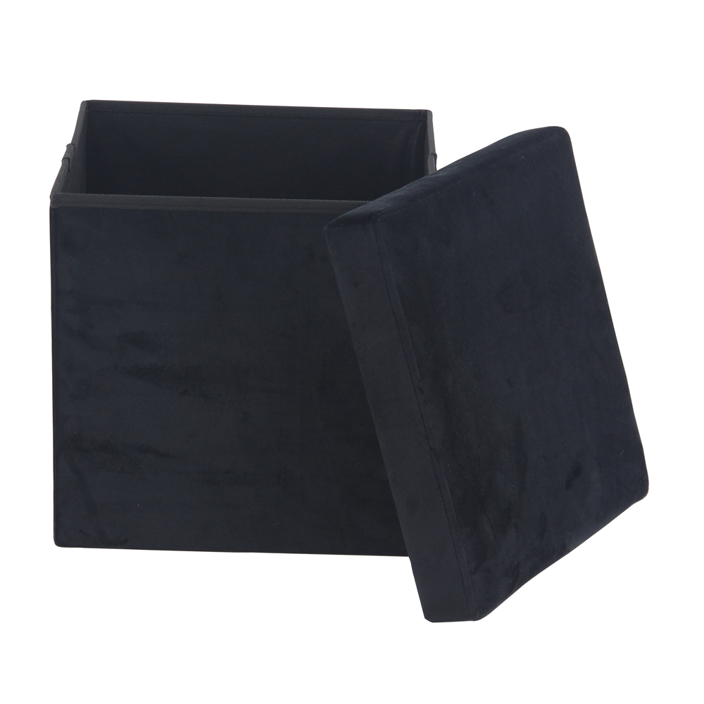 Grayson Lane Modern Black Polyester Square Integrated Storage Ottoman 6 Grayson Lane Modern Black Polyester Square Integrated Storage Ottoman - Image 6