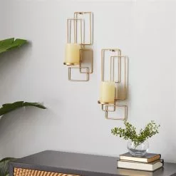 Grayson Lane 1-Candle Gold Metal Sconce Candle Holders - Set Of 2 -GRAYSON LANE SHOP 330942269 AlternateImage1