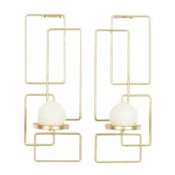 Grayson Lane 1-Candle Gold Metal Sconce Candle Holders - Set Of 2 -GRAYSON LANE SHOP 330942269 MainImage 001