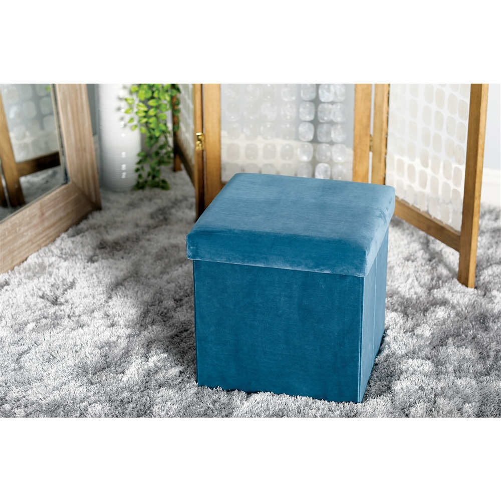Grayson Lane Modern Turquoise Polyester Square Integrated Storage Ottoman 4 Grayson Lane Modern Turquoise Polyester Square Integrated Storage Ottoman - Image 4