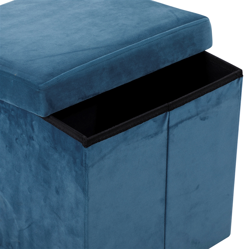 Grayson Lane Modern Turquoise Polyester Square Integrated Storage Ottoman 3 Grayson Lane Modern Turquoise Polyester Square Integrated Storage Ottoman - Image 3