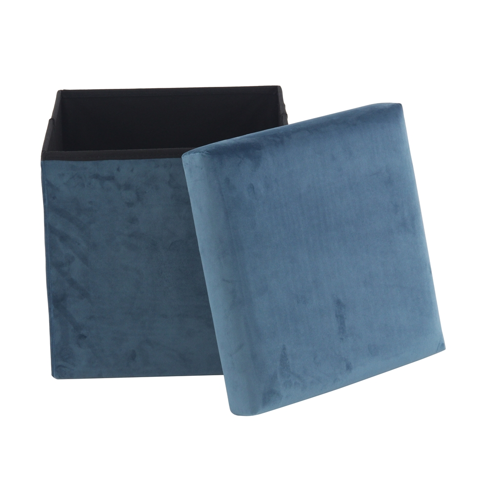 Grayson Lane Modern Turquoise Polyester Square Integrated Storage Ottoman 2 Grayson Lane Modern Turquoise Polyester Square Integrated Storage Ottoman - Image 2