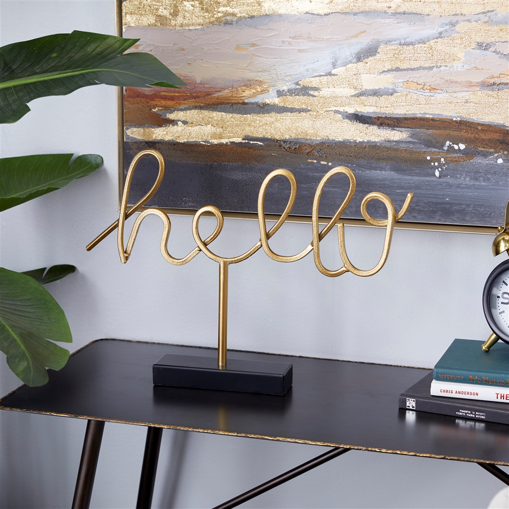 Grayson Lane Glam Gold/Black Iron Cursive Hello Sign Tabletop Decoration 4 Grayson Lane Glam Gold/Black Iron Cursive Hello Sign Tabletop Decoration - Image 4