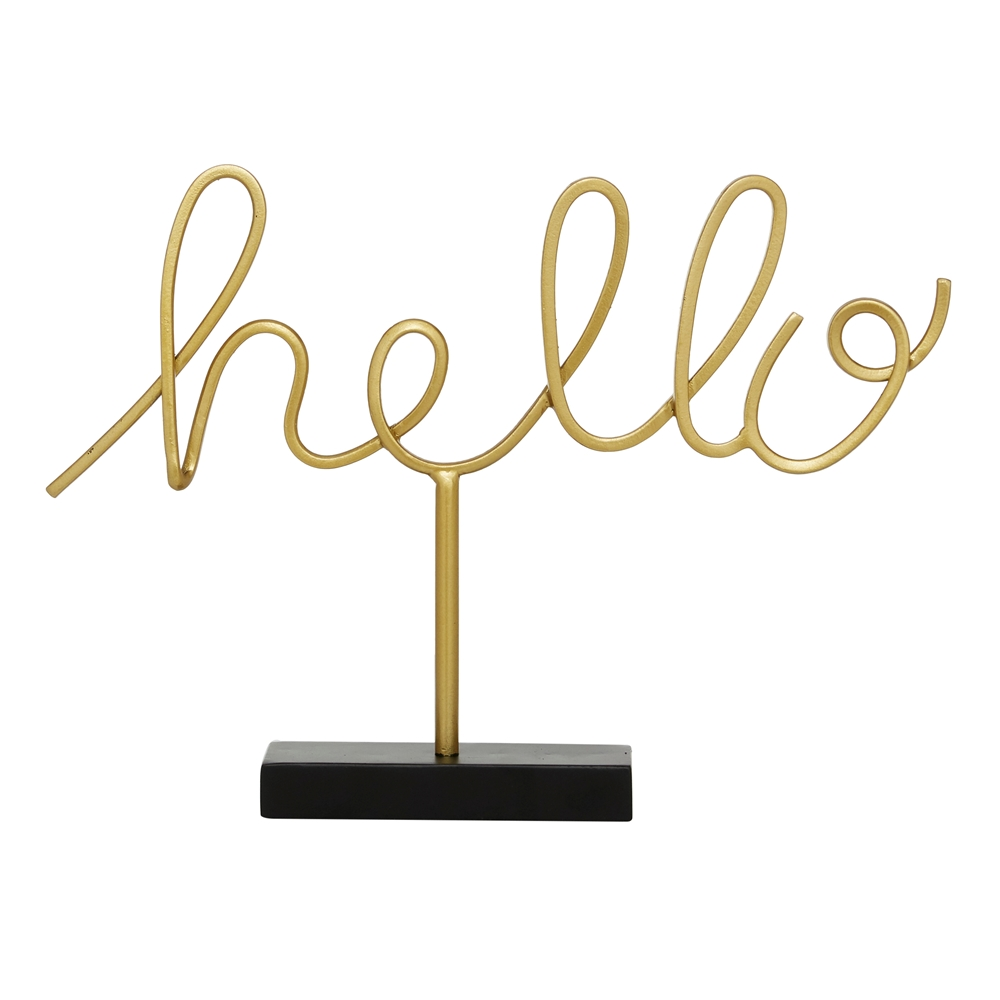 Grayson Lane Glam Gold/Black Iron Cursive Hello Sign Tabletop Decoration 3 Grayson Lane Glam Gold/Black Iron Cursive Hello Sign Tabletop Decoration - Image 3