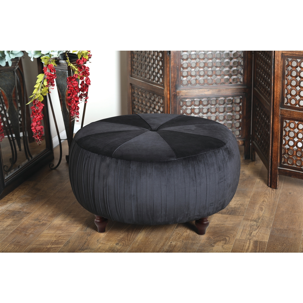 Grayson Lane 18-in X 35-in Glam Black Polyester Round Ottoman 4 Grayson Lane 18-in X 35-in Glam Black Polyester Round Ottoman - Image 4