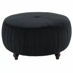Grayson Lane 18-in X 35-in Glam Black Polyester Round Ottoman