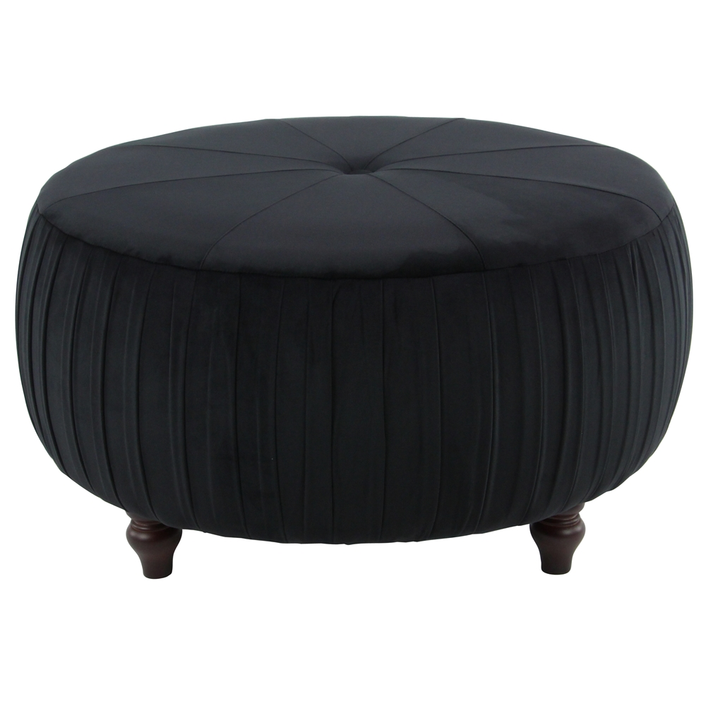 Grayson Lane 18-in X 35-in Glam Black Polyester Round Ottoman 1 Grayson Lane 18-in X 35-in Glam Black Polyester Round Ottoman