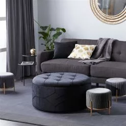 Grayson Lane Glam Grey Velvet Round Ottomans - Set Of 4 9 Grayson Lane Glam Grey Velvet Round Ottomans - Set Of 4 -GRAYSON LANE SHOP 330944723 AlternateImage1