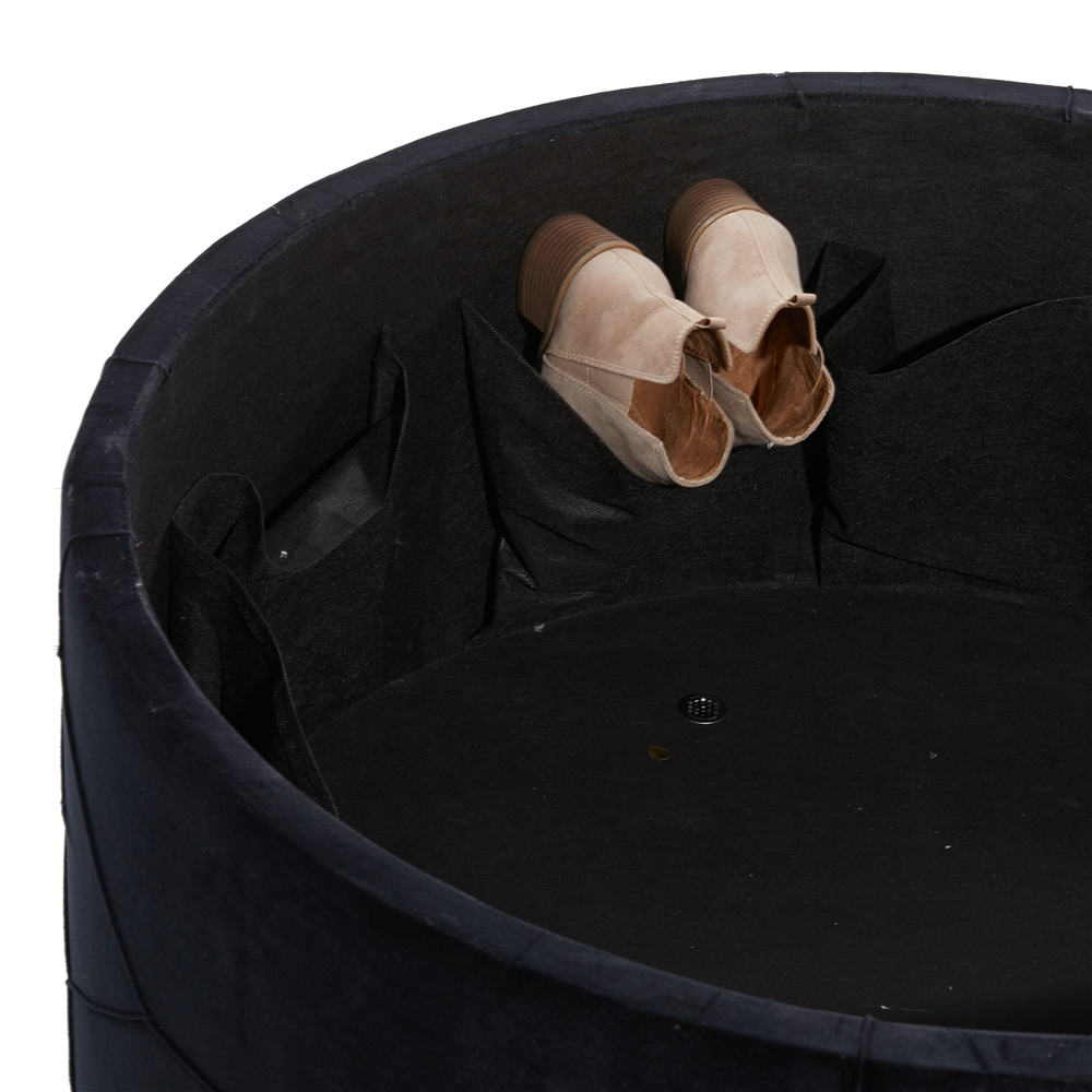 Grayson Lane Glam Grey Velvet Round Ottomans - Set Of 4 2 Grayson Lane Glam Grey Velvet Round Ottomans - Set Of 4 - Image 2