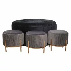 Grayson Lane Glam Grey Velvet Round Ottomans - Set Of 4 8 Grayson Lane Glam Grey Velvet Round Ottomans - Set Of 4 -GRAYSON LANE SHOP 330944723 MainImage 001