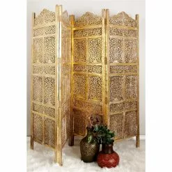 Grayson Lane 4-Panel Gold Wood Folding Traditional Room Divider