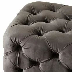 Grayson Lane 19-in X 28-in Grey Velvet Rectangle Ottoman