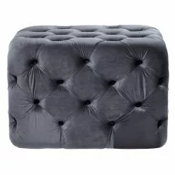 Grayson Lane 19-in X 28-in Grey Velvet Rectangle Ottoman -GRAYSON LANE SHOP 330944744 MainImage 001